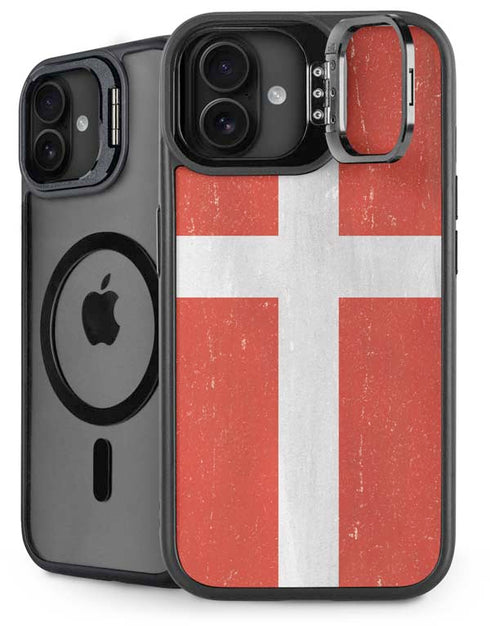 Denmark Flag Distressed iPhone 16 Plus Kickstand Case